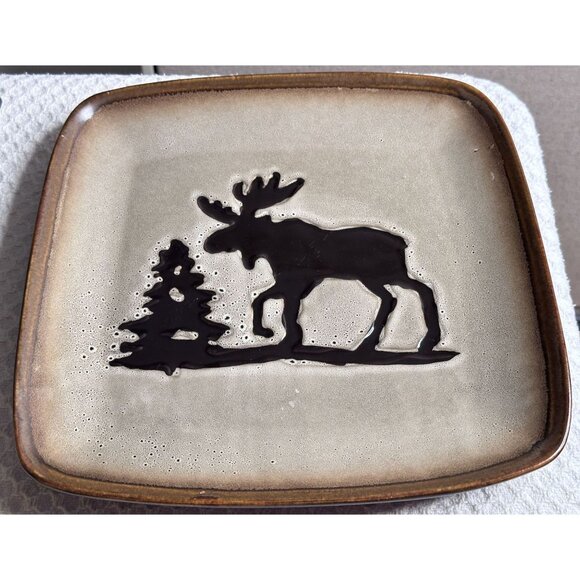 Homestudio Moose Square Dinner Plate Platter Woodland Replacement Dish 11.4" - Picture 4 of 4